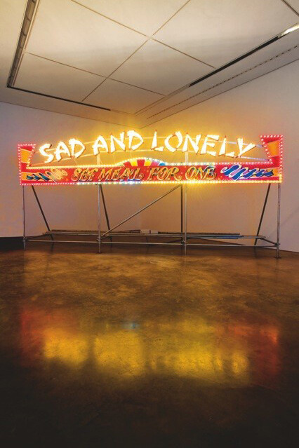 Rose Finn-Kelcey, ‘Sad And Lonely’, 2011, wood paint aluminium fairground lights, sequencer and scaffolding, L740 x H370 x D150 cm, Courtesy the Estate of Rose Finn-Kelcey
