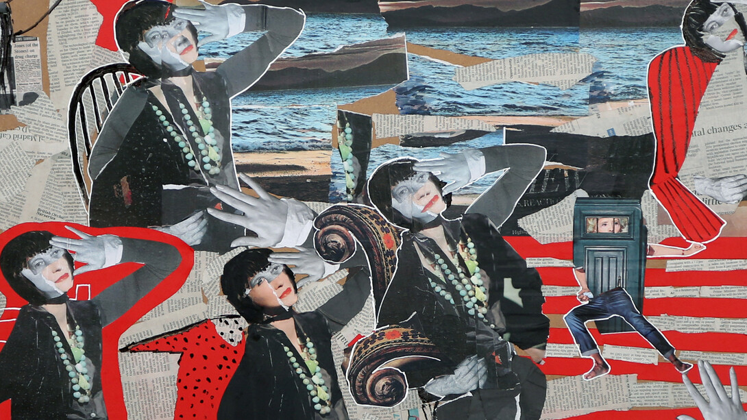 Noor Bahjat, Untitled, 2015, Collage on wood, 60 x 80 cm
 