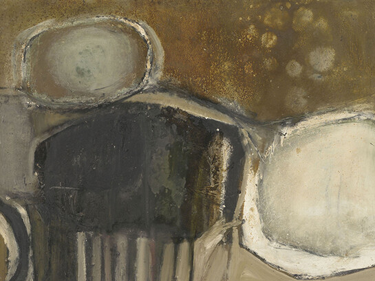 Harold Mockford, Chalk Pit in the Downs, 1961, Oil on board, dimensions 89.5 x 120 cm, © Towner, Eastbourne  