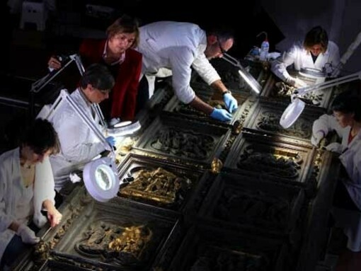 Lorenzo Ghiberti, La Porta del Paradiso, Battistero di San Giovanni, durante il restauro