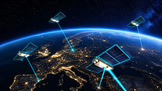A quantum communication satellite uses quantum technology to transmit encryption keys securely over vast distances between ground stations