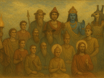 Hórus, Átis, Krishna, Dionísio, Mitra, Salivahana, Odin, Crite, Bali, Jao, Tamuz, Beddru e Prometeu. Dionísio, deus grego do vinho e da alegria, também possui paralelos com Jesus. Ele nasceu de uma virgem e sua chegada foi anunciada por uma estrela. Transformou água em vinho, realizou milagres e era considerado um salvador da humanidade. Seu culto envolvia um ritual semelhante à Eucaristia cristã, no qual os fiéis bebiam vinho simbolizando seu sangue