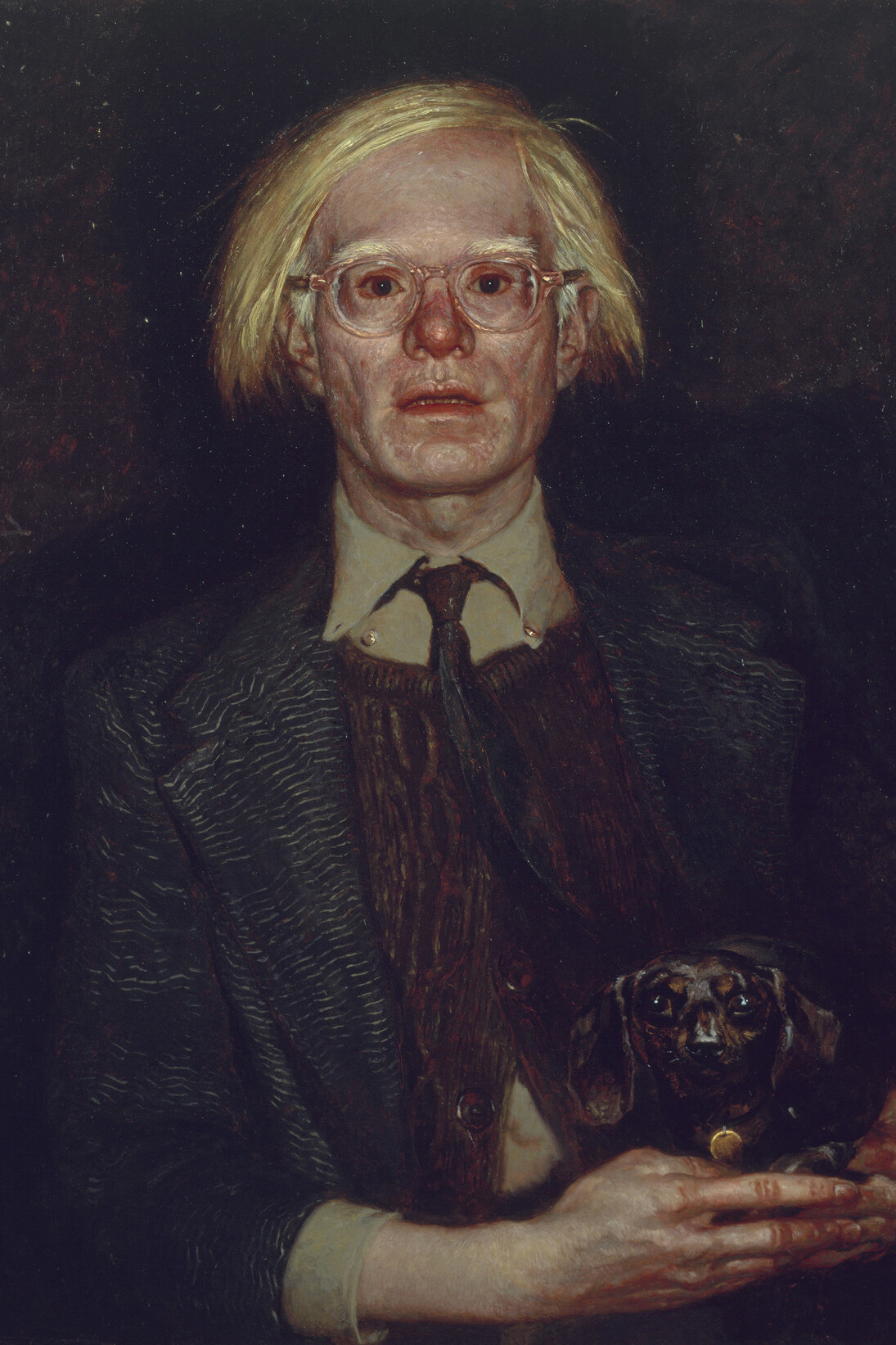 Jamie Wyeth, Portrait of Andy Warhol, 1976, Oil on gessoed panel, On loan from the permanent collection of Cheekwood Botanical Garden and Museum of American Art. © Jamie Wyeth. Courtesy, Museum of Fine Arts, Boston