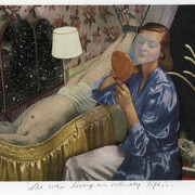 Ken Graves, She Was Leading An Ordinary Life, Signed on print in pencil, Unique mixed media collage,3.5 x 6 inches. Courtesy of Rosegallery