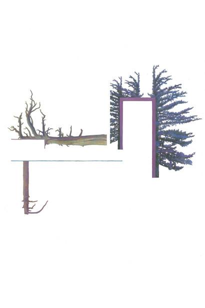 Greg Rose, Detour Consequence Support Party, 2023, ink and gouache on paper, 18×18 inches. Courtesy the artist and Launch LA