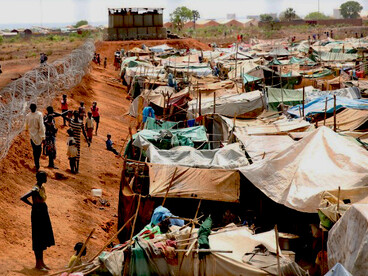 Displaced civilians shelter in a camp in Wau amid the South Sudan civil war, 2017