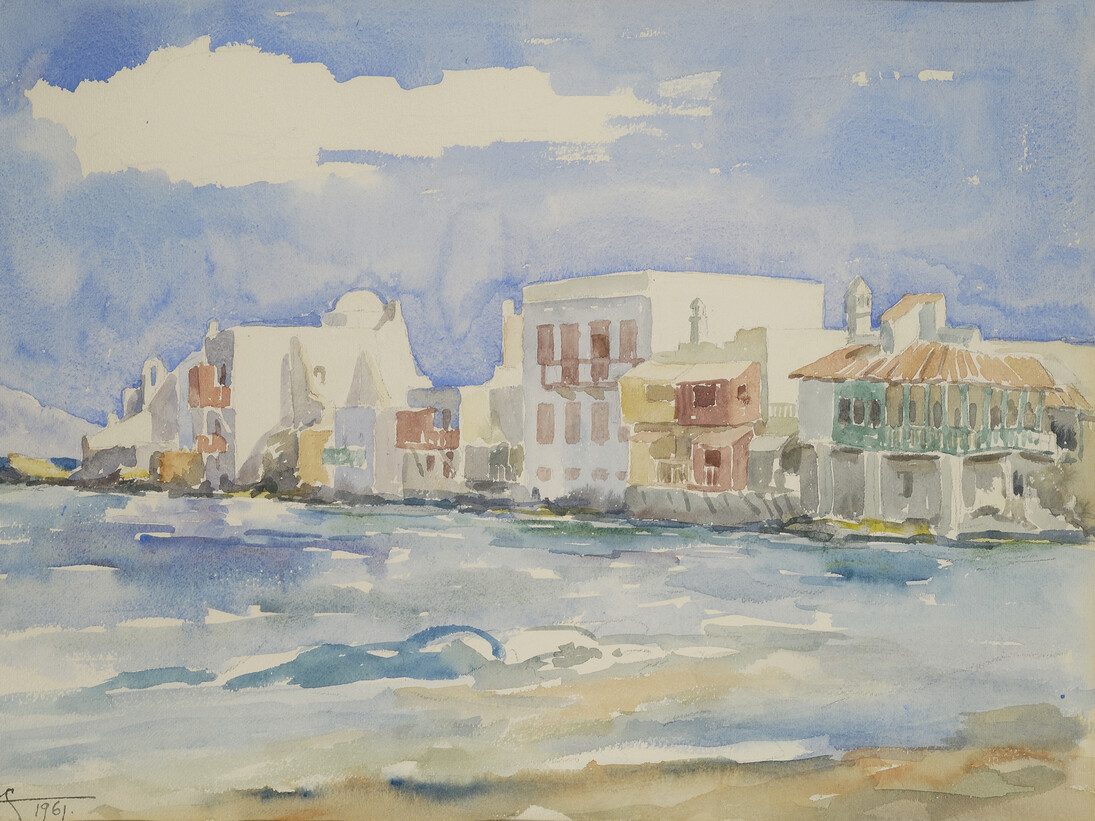 Dimitris Davis, Mykonos, 1961, Watercolor, 33 x 47 cm

