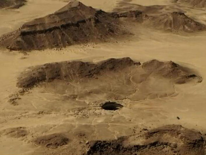 Vista aérea del pozo Barhout, Yemen