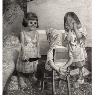 Jeu d’enfants #1, 2010, mine de plomb sur papier, 160 x 160 cm, Collection privée, Paris