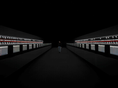 Ryoji Ikeda, supersymmetry [experience], audiovisual installation, 2014, copyright Ryoji Ikeda. Photo: Ryuichi Maruo, Courtesy Yamaguchi Centre for Arts and Media (YCAM)