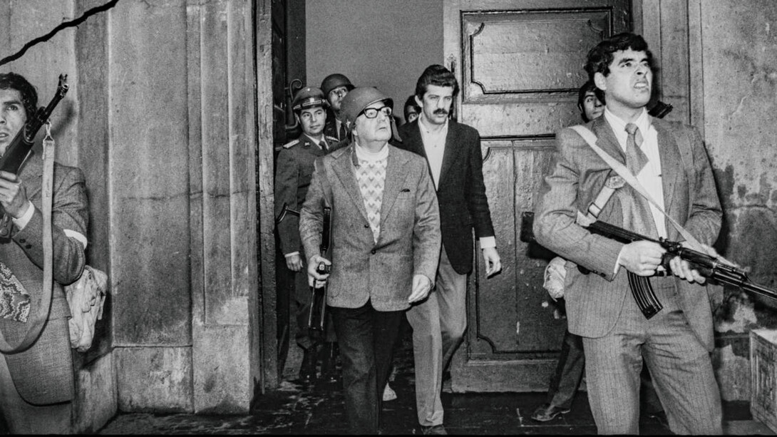 Famous 'last photo' of Salvador Allende, the Chilean president who killed himself in the 1973 coup leaving La Moneda, the Presidential palace 