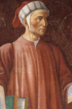 "Dante Alighieri", Andrea del Castagno, 1450, affresco trasferito su tavola, Galleria degli Uffizi, Firenze, Italia