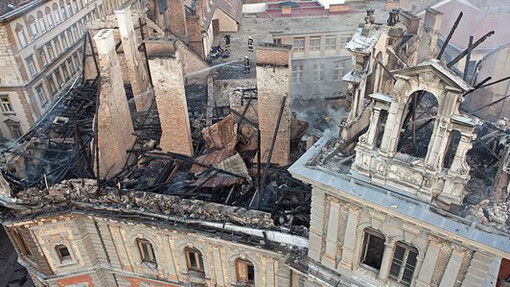 The restoration of a building damaged by fire