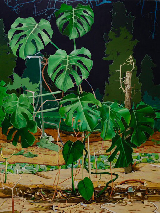 Plantasia,uma planta de vao de escada, 2015, Acrílico e óleo, 162x130