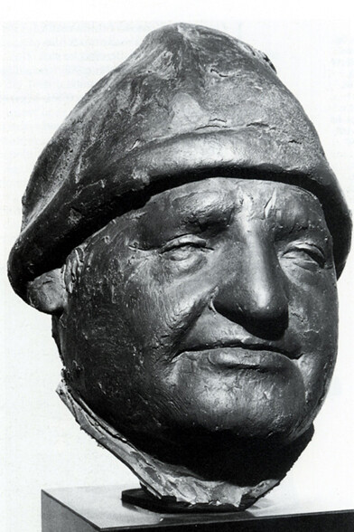 Testa di Papa Giovanni XXIII Roncalli, Giacomo Manzù, bronzo dorato, Raccolta Manzù di Ardea