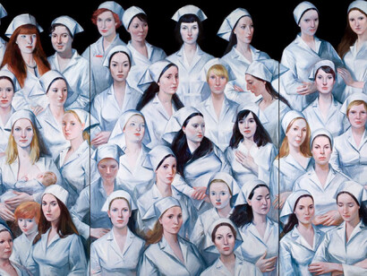 Natacha Ivanova, Nurses 2008, huile sur toile (triptych) 195 x 390 cm, détail
