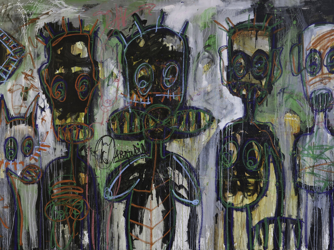 Aboudia, Untitled, 2015, Acrylic and oil stick on canvas, 200 x 300 cm, Courtesy of Jack Bell Gallery
