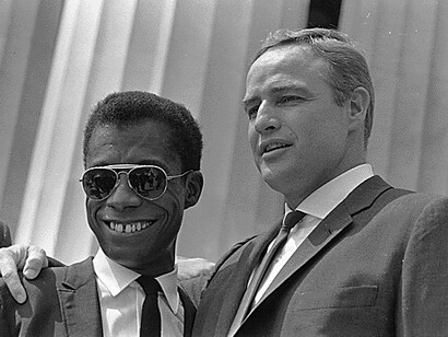 Civil Rights March on Washington, D.C. – Author James Baldwin and actor Marlon Brando, 08/28/1963
