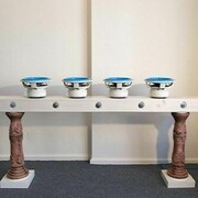 Untitled 2006 (2006).1m x 170cm x 70cm, water, speakers, low frequency sine waves, paint, wood