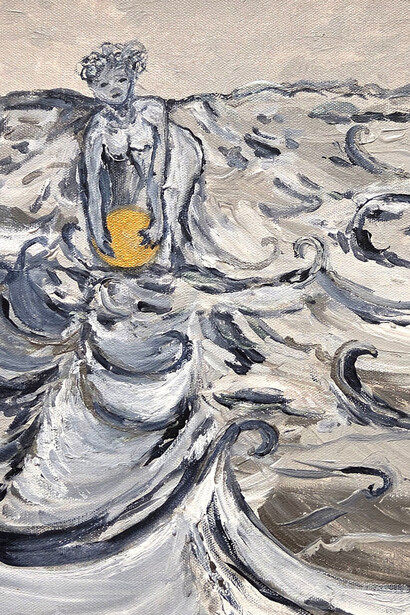 Karen Finley, Woman with gold ball, 2024. Courtesy of Freight and Volume Gallery