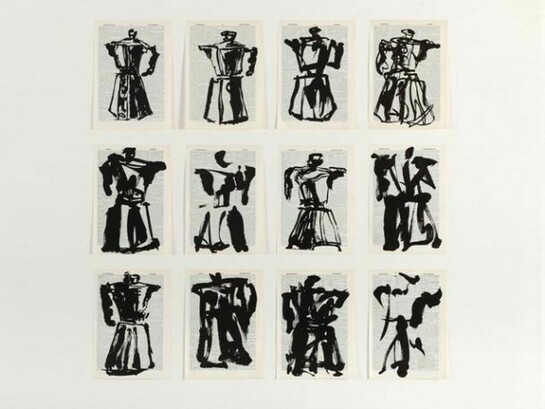 William Kentridge, Universal Archive, Twelve Coffee Pots, 2012, Linocut, LR, cropped