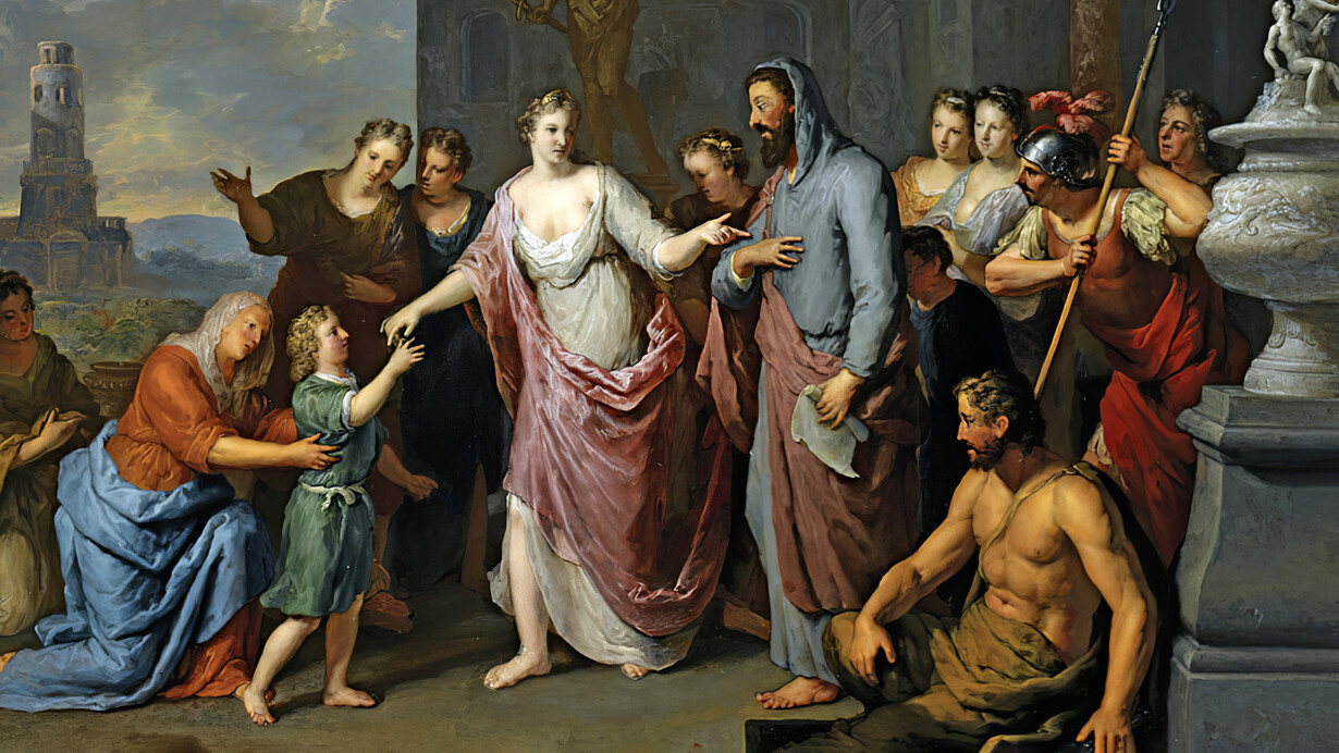 Gerard Hoet, Olimpia presentando al joven Alejandro Magno a Aristóteles, antes de 1733