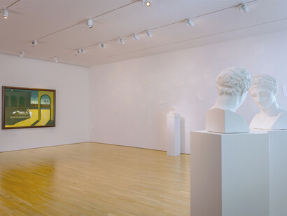 Installation view of Giorgio De Chirico –Giulio Paolini / Giulio Paolini –Giorgio De Chirico at the Center for Italian Modern Art. October 14, 2016 –June 24, 2017. Photo Walter Smalling Jr.Courtesy Center for Italian Modern Art.