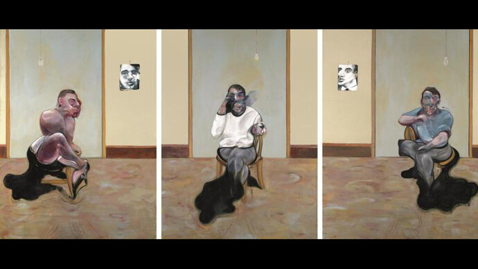 Francis Bacon, Three Portraits - Posthumous of George Dyer; Self-Portrait; Portrait of Lucian Freud (1973)