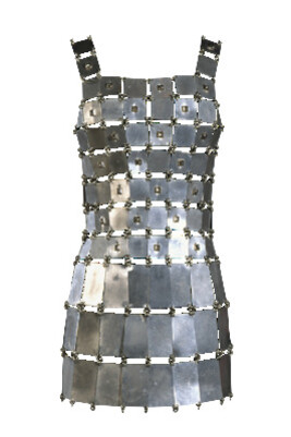 Minidress, Paco Rabanne (*1934)1966 Paris aluminium, metal rings, metal studsL 74 cm