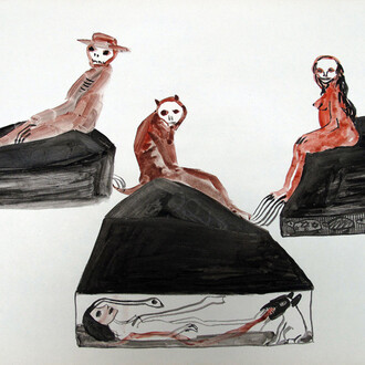 Annette Barcelo, Vue de l'exposition "Menschen, Tiere, Glück und Tod", 2014, Project Room Galerie Anne de Villepoix, Paris    