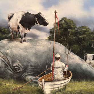 Tyson Grumm, The unmoored meadow where the whales rest and the cattle roam. Courtesy of Patricia Rovzar Gallery 