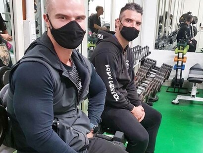 Francesco Frasca and Michele Frasca coaching their students at their gym Frasca Fight Club Academy safely during the Covid-19 pandemic