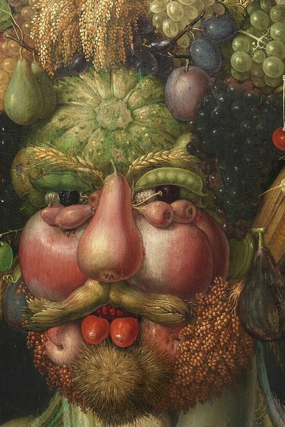 "Retrato de Rodolfo II en traje de Vertumno", óleo sobre madera, Giuseppe Arcimboldo, 1590