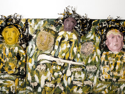 Thornton Dial, “Things Don’t Always Weigh the Same in the Cotton Fields” 1988, Mixed Media, 4’h x 8’w x 9”d