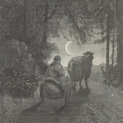 Ilustración de Gustav Doré para "Piel de asno" en El libro de las hadas (1891) de Charles Perrault 
