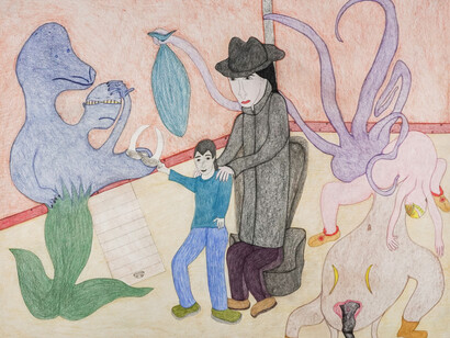 Shuvinai Ashoona, Composition (at the dentist), 2022. Courtesy of Sainsbury Centre