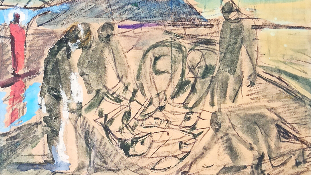 Dina Bellotti, Studio per la pesca miracolosa, 1971. Gentile concessione di CSArt - Comunicazione per l'Arte