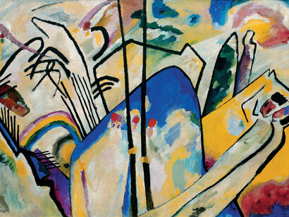 Wassily Kandinsky, Composition IV,
1911,
Oil and tempera on canvas, 159.5 x 250.5 cm,
Kunstsammlung Nordrhein-Westfalen, Düsseldorf