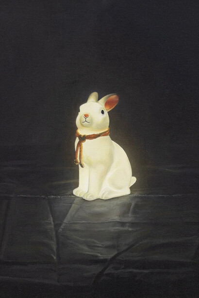 Grégory Derenne, Le lapin blanc (detail), 2025. Courtesy of Backslash Gallery