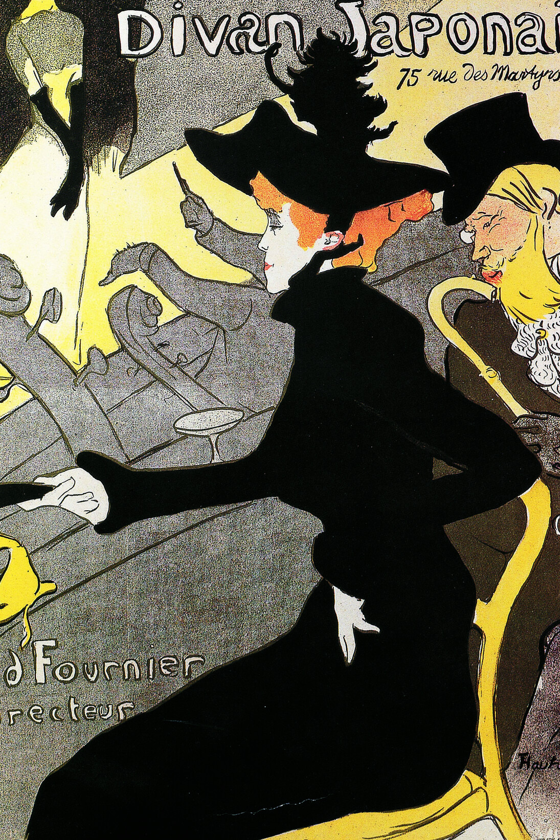 Henri de Toulouse-Lautrec, Divan Japonais, Affiche, litografia a gessetto, pennello e spruzzo con trama a riporto, in quattro colori, Collezione privata