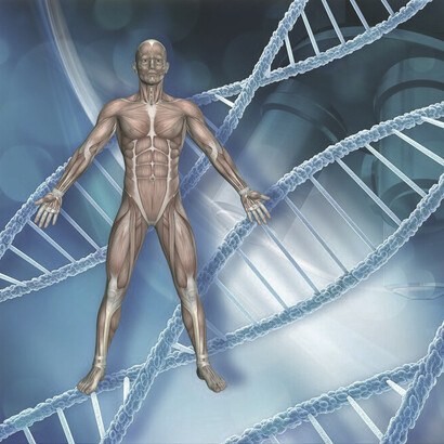 Abstract medical background with male figure