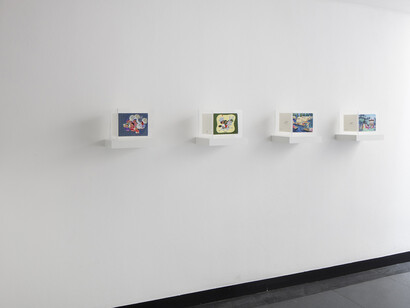 Josué Mejía, Apenas te darás cuenta que estás viendo dibujos animados, vista de exhibición. Cortesía de Proyectos Monclova