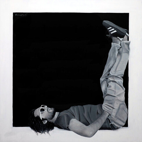 Fabrizio Evangelisti. 'Uno che ruba anche la luna', 2015. 100x100 cm