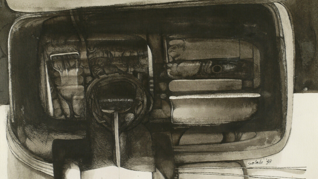 Ibrahim El Salahi, Untitled. 1984, Indian ink on paper, 35 cm x 25 cm, Courtesy Skoto Gallery
