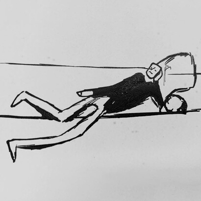 Ilustración de Kafka, fecha desconocida. A través de sus obras, Kafka retrata a personajes solitarios atrapados en sistemas incomprensibles que los persiguen y hostigan sin motivo aparente