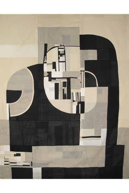 Debra Smith, Shifting Territory, 2014, Pieced vintage silk, 85 x 66 in.