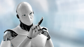 A humanoid robot, symbolizing collaboration between people and artificial intelligence
