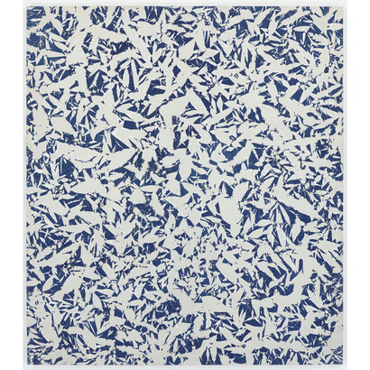 Simon Hantaï, Étude, 1971, oil on canvas, 92 ¾ x 82 inches (235.6 x 208.3 cm), Private collection. © Archives Simon Hantaï. Photo: Tom Powel Imaging