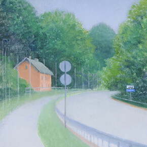 Laima Eglīte, Landscape with a red house (detail), 2025. Courtesy of Daugava Gallery