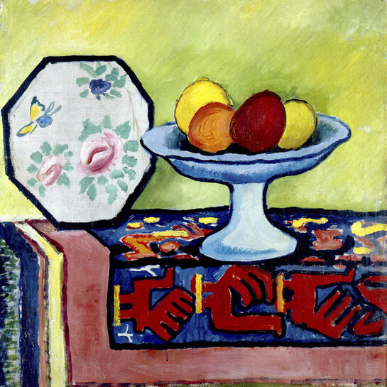 August Macke, Stillleben mit Apfelschale und japanischem Fächer, 1912